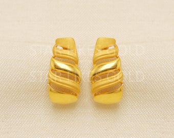 22k Gold Spiral Studs, Handmade Fine Gold Earrings