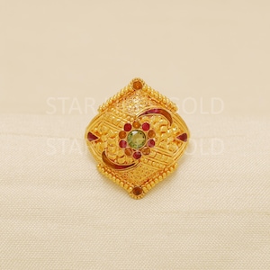 22k Handcrafted Pure Gold handmade Rings - Unique Artisan Jewelry, 22k Jewelry, Designer Gold Ring, Hallmarked, OS1766