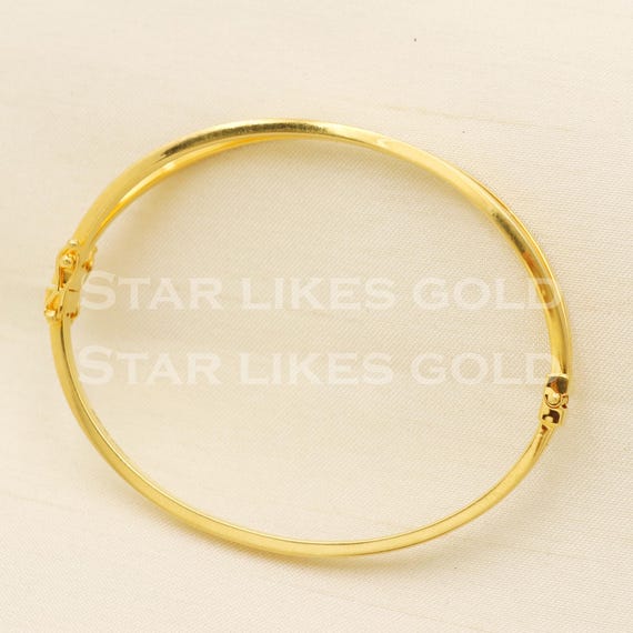 18 Karat 18k Gold Handmade Openable Bangle Bracelet Jewelry