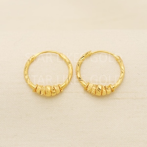 22 karat 22k gold bali hoop earrings, PR1720