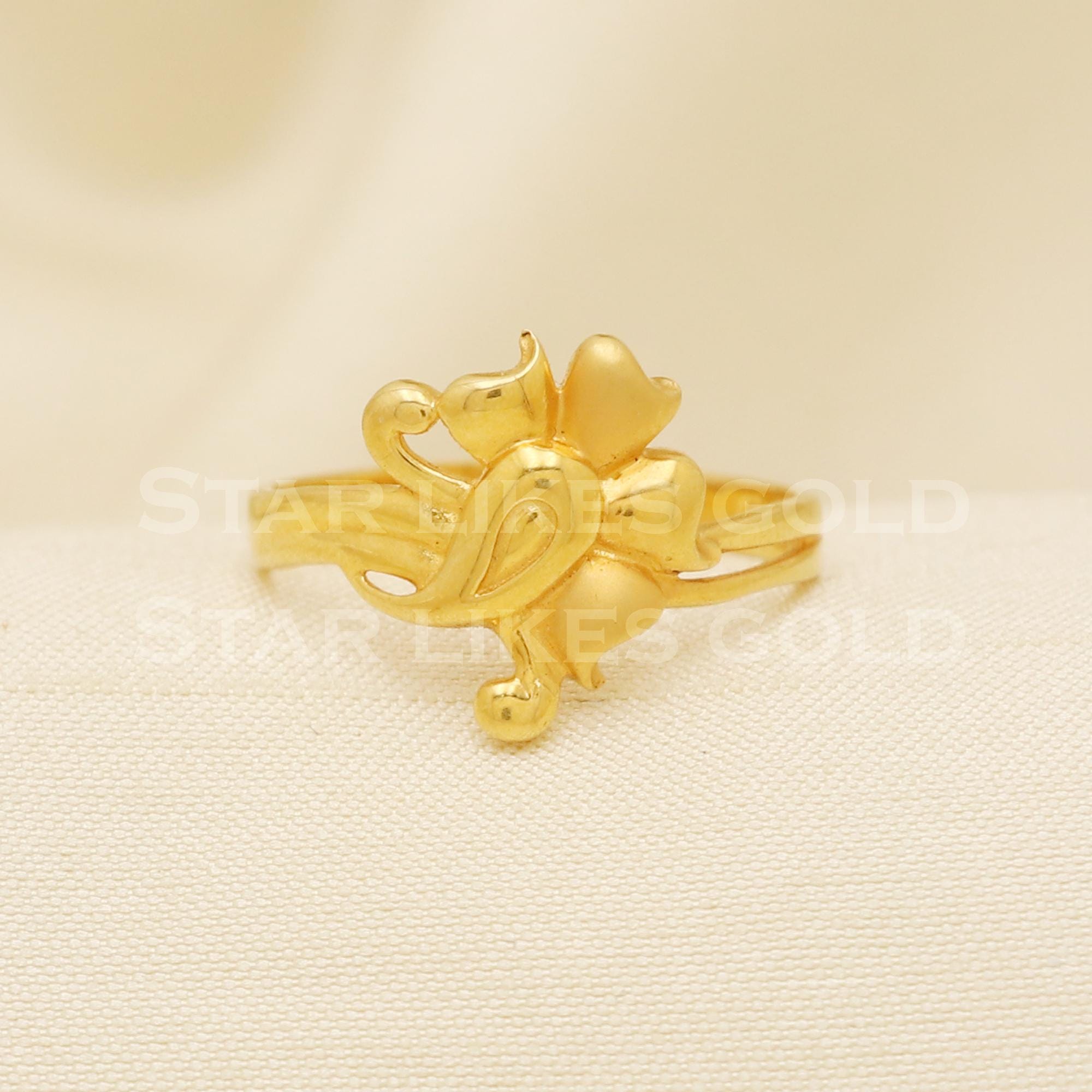 【大特価!!】 Flower 18 Karat 18k Gold Handmade Ring Jewelry, Fine Gold アクセサリー