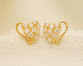 Zircon 18 karat 18k gold stud earrings jewelry