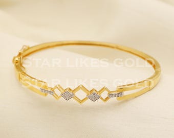 Armband i massivt 18k guld, elegant manschettarmring i 18k guld, handgjorda minimalistiska Hallmark-smycken i 18k guld, PR1391