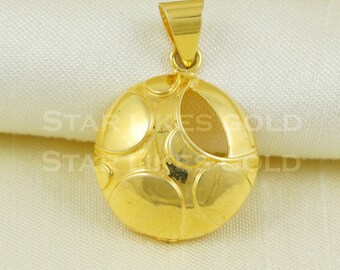 Handmade 18k Solid Gold Abstract Orb Pendant, 18kt Yellow Gold Hollow Circle Charm.