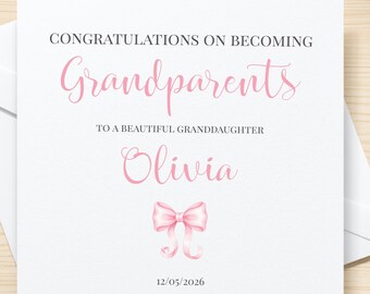 Personalised New Grandparents Card | Congratulations On Becoming Grandparents | New Granddaughter Card | First Grandchild Card