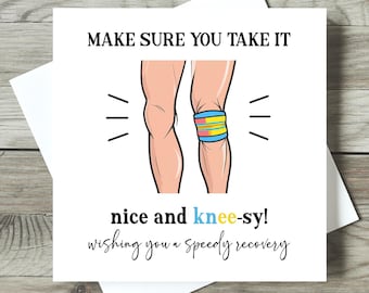Funny Get Well Card for Knee Surgery – Speedy Recovery Card – Humorous Operation or Injury Card – Get Well Soon After Surgery