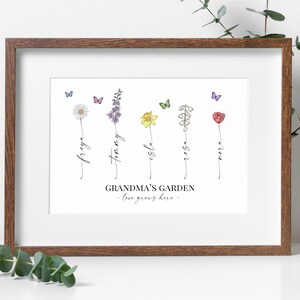 Customised Birth Flower Print, Grandma's Garden Print, Grandparent Ideas, Personalised Gift, Love Grows Here, Digital or Physical Available bild 5