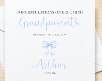 Personalised New Grandparents Card | New Grandson Card | Congratulations On Becoming Grandparents | First Grandchild Card