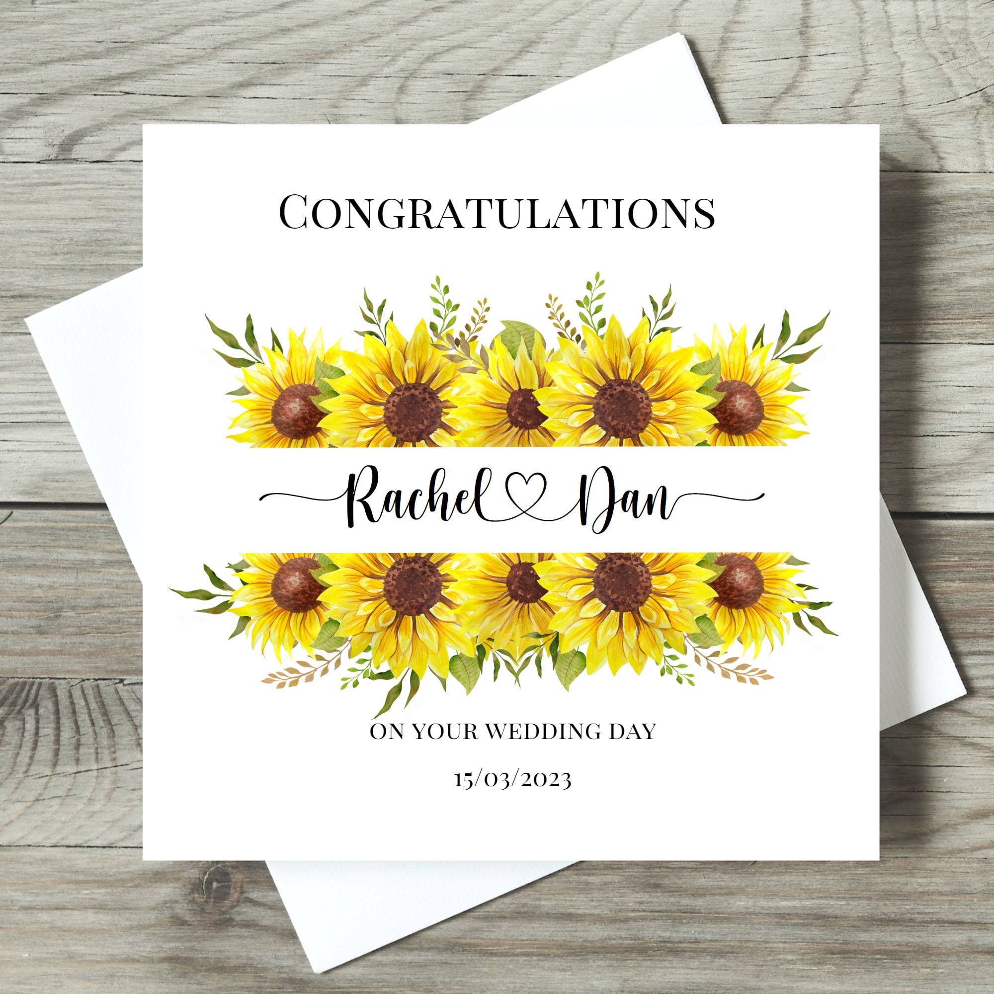 Personalised Wedding Day Card | Sunflower Greeting Card ...