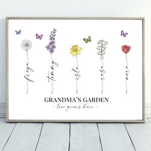 Customised Birth Flower Print, Grandma's Garden Print, Grandparent Ideas, Personalised Gift, Love Grows Here, Digital or Physical Available bild 6