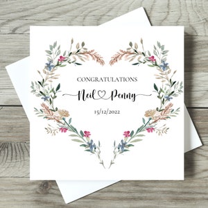 Personalised Wedding Day Card | Botanical Greeting Card | Congratulations Gift | Floral Wedding Card | Gift for Couple, Special Unique Card