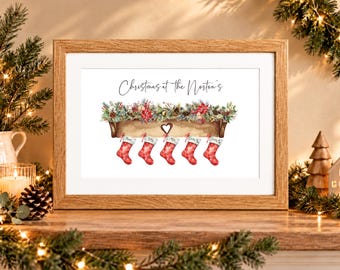 Personalised Christmas Stockings Print, Family Gift Ideas, Festive Décor, Custom Gifts, Family Christmas Print, Digital & Physical Available