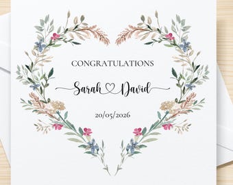 Personalised Wedding Card | Floral Wedding Card | Congratulations Wedding Card | Custom Wedding Day Card | Bride and Groom Card