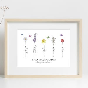 Customised Birth Flower Print, Grandma's Garden Print, Grandparent Ideas, Personalised Gift, Love Grows Here, Digital or Physical Available bild 4