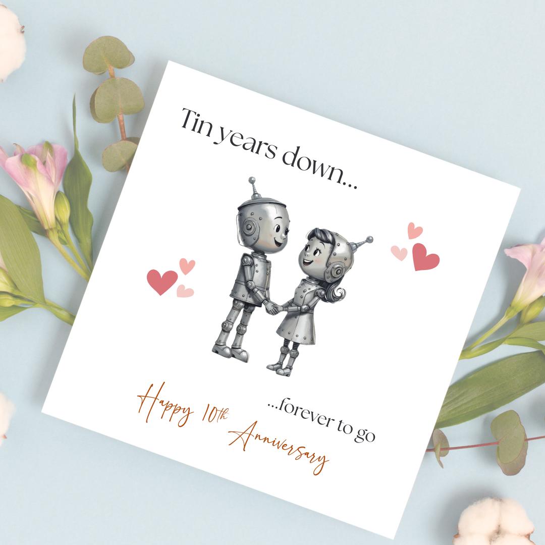 10 Year Tin Anniversary Card – Funny Romantic “tin Years Down Forever ...