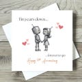 10 Year Tin Anniversary Card – Funny Romantic “Tin Years Down Forever to Go” Card for Husband, Wife or Couple, 10th Wedding Anniversary