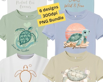 Meeresschildkröten PNG Design Bundle für Ihren Sommerspaß - Save The Turtles PNG - Ocean Conservation PNG Design - Umweltfreundlicher Sommer Design Download