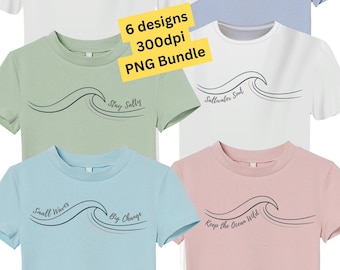 Minimal Line Art Wave PNG Bundle - Trendige Küstenästhetik Sommer Grafik - Ocean Vibes - Digital Download