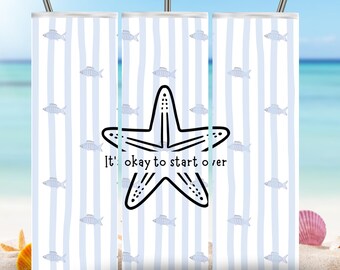 Starfish “It’s Okay to Start Over” Tumbler Wrap PNG for your Summer Vacations - Digital Download
