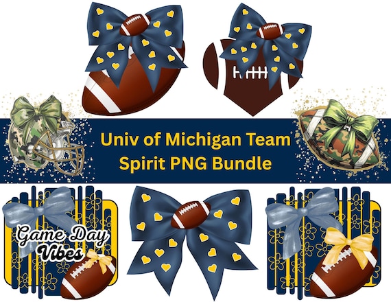 University of Michigan Team Spirit PNG Bundle | College Football Fan Digital Download | 7 High-Res PNG Files