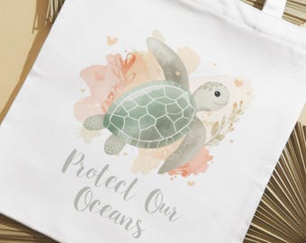 Protect Our Oceans Meeresschildkröte PNG - Soft Eco Aesthetic Shirt Design - Niedliche Pastell Ocean Conservation Grafik für Frauen