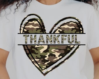 Camo Heart "Thankful" PNG - Graphic Design (Digital Download)