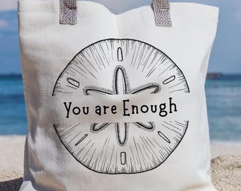 サンドダラーPNG「あなたは十分です」、海岸の自己愛の引用、ビーチのメンタルヘルスデザイン - デジタルダウンロード