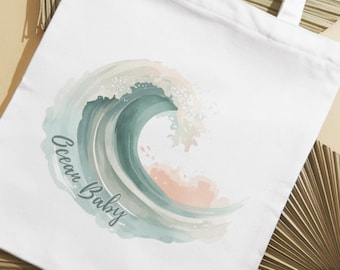 Ozean-Baby-Shirt für Sommerferien - Weiches Pastellwellen-Sommer-T-Shirt Design - niedliche Küstenästhetik-Grafik zum Herunterladen