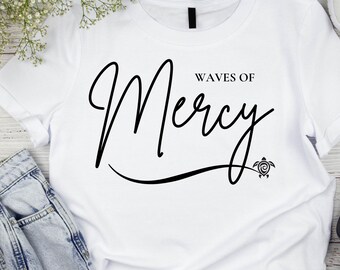 Waves of Mercy PNG | Coastal Christian Shirt Design | Faith Sublimation Download