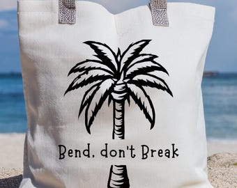 ヤシの木PNG「折れるな、曲がれ」、沿岸の回復力に関する引用、ビーチのメンタルヘルスデザイン、セルフケアの肯定PNG - デジタルダウンロード