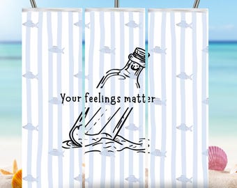 Message in a Bottle “Your Feelings Matter” Tumbler Wrap PNG, Coastal Mental Health Design, 20oz Skinny Sublimation Wrap - Digital Download