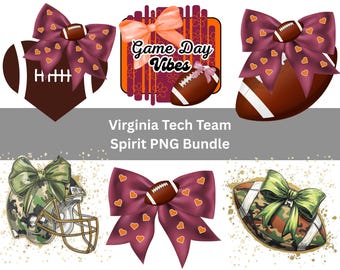 Virginia Tech Team Spirit PNG Bundle: 6 Designs | Digital Download 300 DPI | Hokies Sublimation Clipart for T-Shirts, Mugs & More