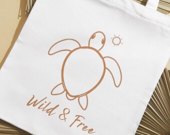 Wild and Free Line Zeichnung Schildkröte PNG - Einfaches Sommer Urlaub Shirt Design - Minimalistische Strand Lifestyle Grafik