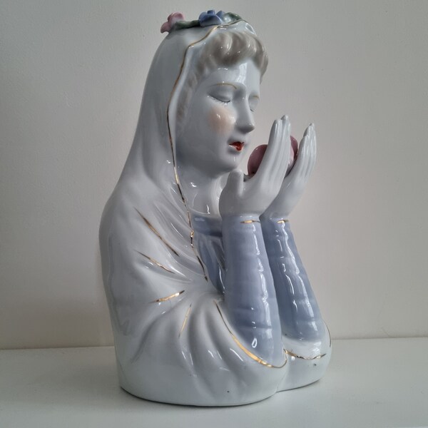 Ancienne statuette Vierge Marie en porcelaine