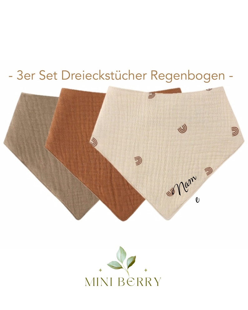 Dreieckstücher 4er oder 3er Set Dreieckstuch Baby und Kleinkind Halstücher Spucktücher aus 100% Baumwolle Musselintücher Babyshower Halstuch Bild 2