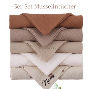 Musselintuch 5er-Set Baby und Kleinkind Spucktücher Schmusetuch Baumwolltücher Waschtücher Waschlappen 100% Baumwolle