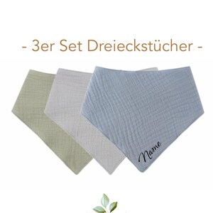 Dreieckstücher 4er oder 3er Set Dreieckstuch Baby und Kleinkind Halstücher Spucktücher aus 100% Baumwolle Musselintücher Babyshower Halstuch Bild 2