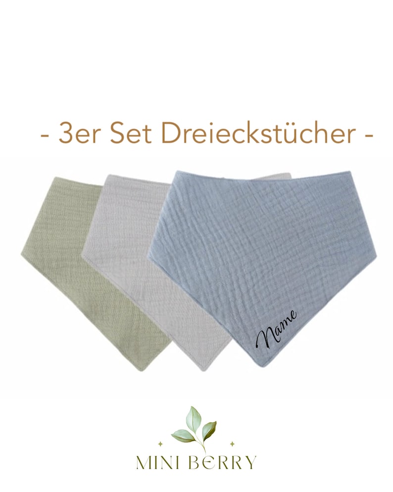 Dreieckstücher 4er oder 3er Set Dreieckstuch Baby und Kleinkind Halstücher Spucktücher aus 100% Baumwolle Musselintücher Babyshower Halstuch Bild 2