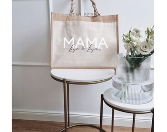 Jutetasche personalisiert mit Name MAMA Mom Bag Markttasche Geschenk Mama individuelle Einkaufstasche Shopper Tasche