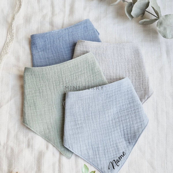 Triangular scarves set of 4 or 3 triangular scarves baby and toddler neck scarves burp cloths made of 100% cotton muslin cloths baby shower scarf