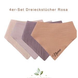 Dreieckstücher 4er oder 3er Set Dreieckstuch Baby und Kleinkind Halstücher Spucktücher aus 100% Baumwolle Musselintücher Babyshower Halstuch Bild 2