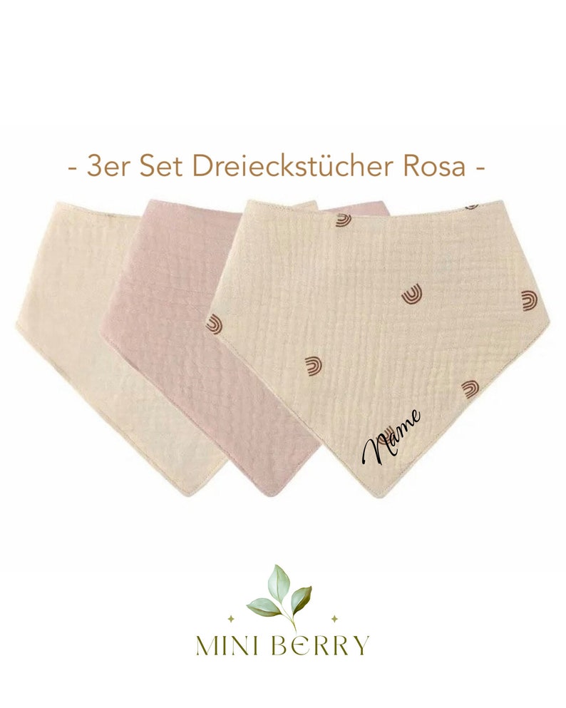 Dreieckstücher 4er oder 3er Set Dreieckstuch Baby und Kleinkind Halstücher Spucktücher aus 100% Baumwolle Musselintücher Babyshower Halstuch Bild 3