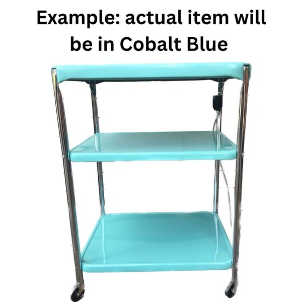 Vintage Cosco 3 tier Cart Cobalt Blue Utility Bar Cart MCM - Original Open Box! - NOS 3586 Rare Made in USA