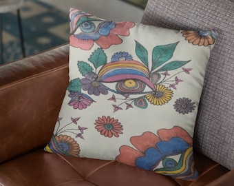 Floral Patterned Mystique,Spun Polyester Square Pillowcase