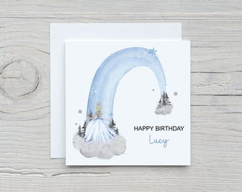 Personalised Snow Queen Birthday Card, Winter Princess Card, Custom Name Birthday Card, Frozen Style Birthday Card, Girl Birthday Card