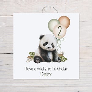 Carte personnalisée pour 2e anniversaire, Panda, deuxième anniversaire, Deux aujourd'hui, carte pour elle, carte pour lui