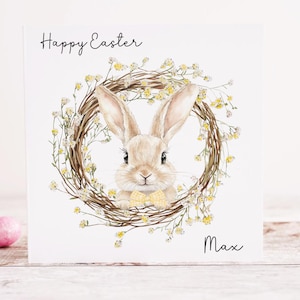 Carte de Pâques personnalisée, Carte de Joyeuses Pâques, N'importe quel nom, Lapin de Pâques, Carte de Pâques pour enfants