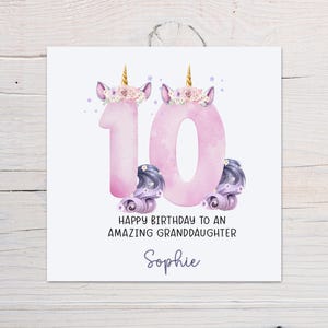 Carte personnalisée 10e anniversaire pour elle, carte licorne, carte dixième anniversaire, dix aujourd'hui, carte pour fille, petite-fille, nièce, soeur