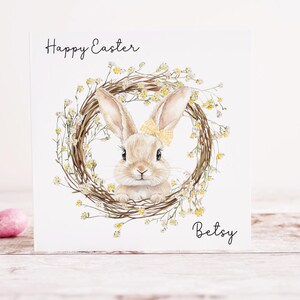 Carte de Pâques personnalisée, Carte de Joyeuses Pâques, N'importe quel nom, Lapin de Pâques, Carte de Pâques pour enfants