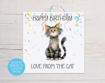Happy Birthday From The Cat Card, Funny Cat Birthday Card, Card From The Cat, Cat Lover Birthday Card, Personalised Cat Card